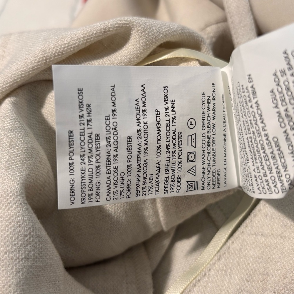 CLUB MONACO Sz 10 Open Back Jumpsuit Linen Cotton Tencel Blend Wide Leg NEW Ecru - Picture 15 of 16